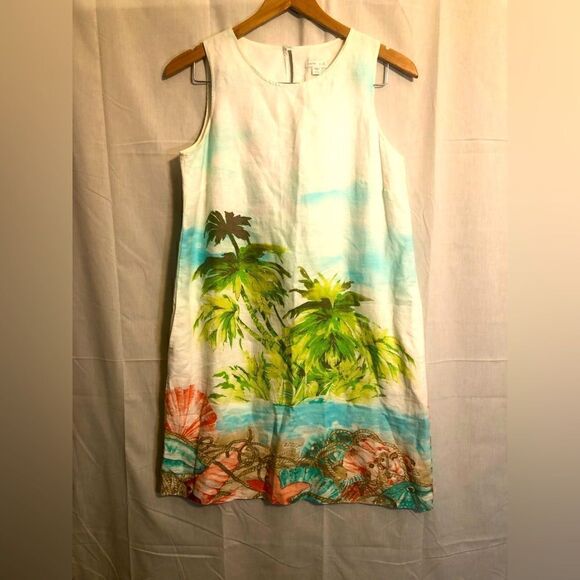 J Jill Love Linen Islands sleeveless shift dress. Size Petite Small. White. - Picture 1 of 7